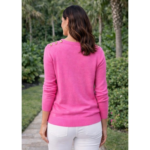 Lilly Pulitzer Delvin Cashmere Sweater Pink Sorbet Size L NWT - Picture 2 of 6